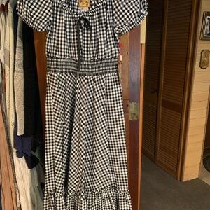 Scully Black and White Gingham Midi Dress